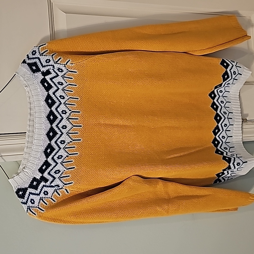 MissLook Mustard Yellow Knit Ski Sweater Size XL (4/XL)